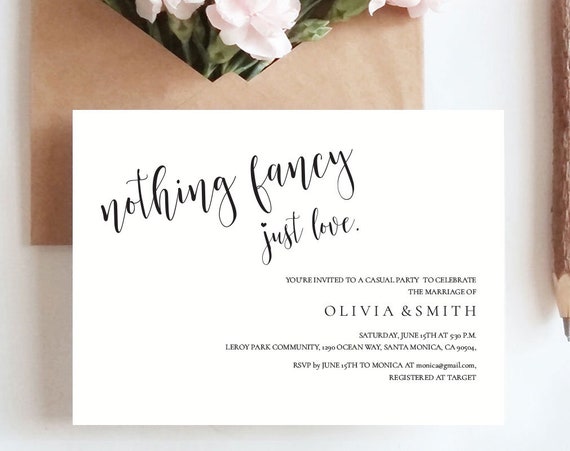 Nothing Fancy Just Love Elopement Announcement Reception Etsy