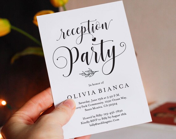 Printable Wedding Reception Invitation Template Evening Etsy