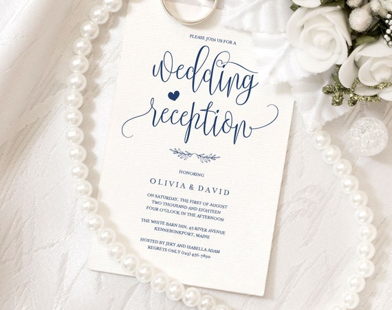 Printable Wedding Reception Invitation Template Evening Etsy