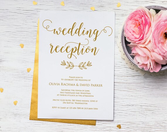 Printable Wedding Reception Invitation Template Evening Etsy