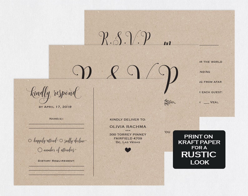 RSVP Template rsvp online wedding rsvp postcards Wedding rsvp cards RSVP Postcard RSVP postcards templates ecc kraft rsvp card