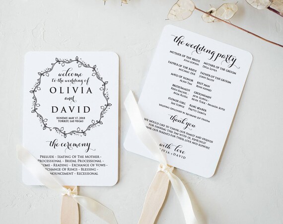 Wedding Program Template Wedding Program Printable Rustic Etsy