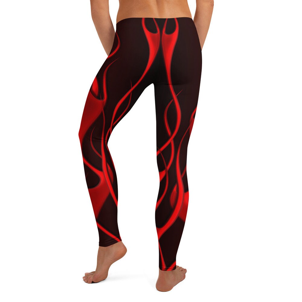 Red Flame Print Leggings, Fire Design Yoga Pants - Etsy