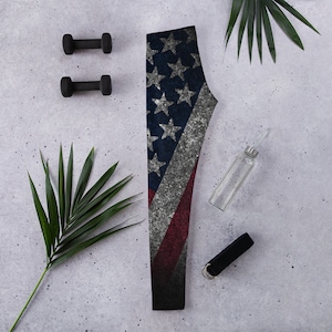 American Flag Leggings, Patriotic Workout Gear, Red White Blue Yoga Pants, 4th of July Apparel, Stars and Stripes, Full Length Leggings
