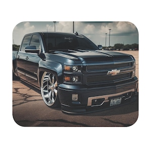 Rectangle Mouse Pad - Vintage Bagged 2010 Chevy Truck, Desk Mouse Mat, Office Accessories, Truck Lover Gift, Retro Car Decor, Custom Desk
