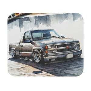 Lowered Chevy Truck Mouse Pad, Personalized Desk Decor for Truck Enthusiasts, Gift for Father&#39;s Day, Office Accessories, Gamer Mouse Pad
