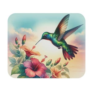 Rechteckiges Mauspad im Kolibri-Design - Computer Schreibtischmatte, Geschenk für Vogelliebhaber, Bürodeko, Accessoires für Frühlingssaison, Home Office