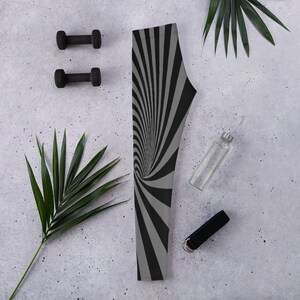 Leggings astratti neri e grigi, pantaloni yoga con illusione ottica, attrezzatura per l&#39;allenamento, pantaloni yoga, pantaloni da ballo, leggings a figura intera