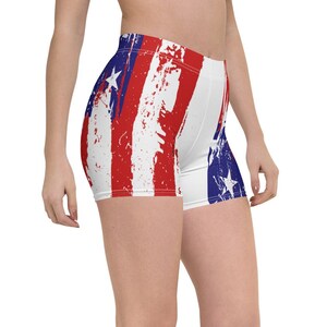 Patriotic Shorts, American Flag Print, Red White Blue, Workout Shorts, Fourth of July Outfit, Women&#39;s Activewear, Gift for Her, Shorts