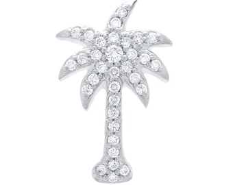 White Diamond Pendant Goldenstar 0.10Ct 925 Sterling Silver Palm Tree Pendant