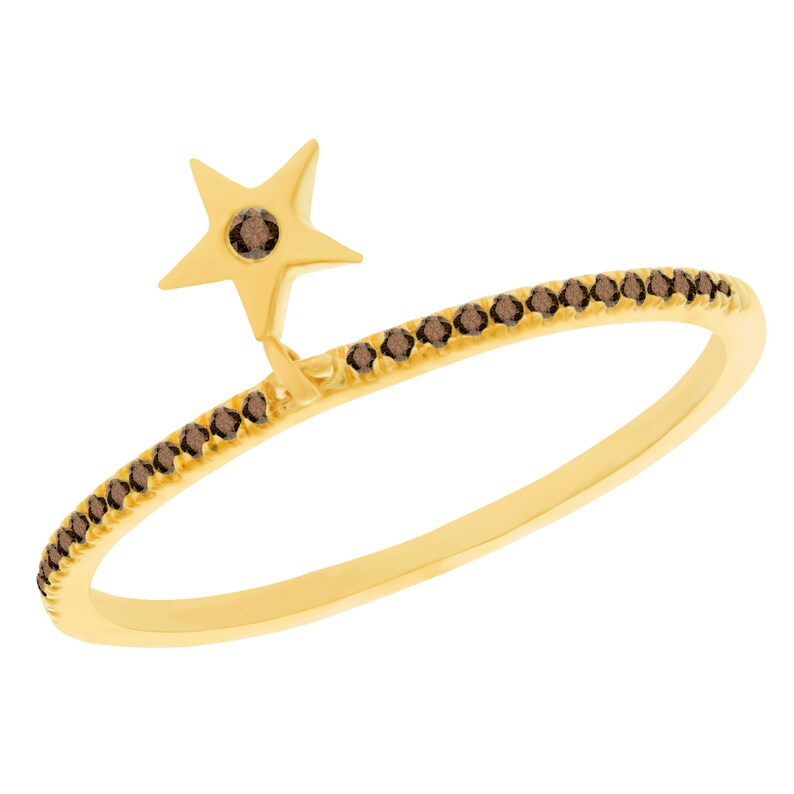 Goldenstar 0.08Ct Brown Diamond Star Ring,925 Sterling Silver
