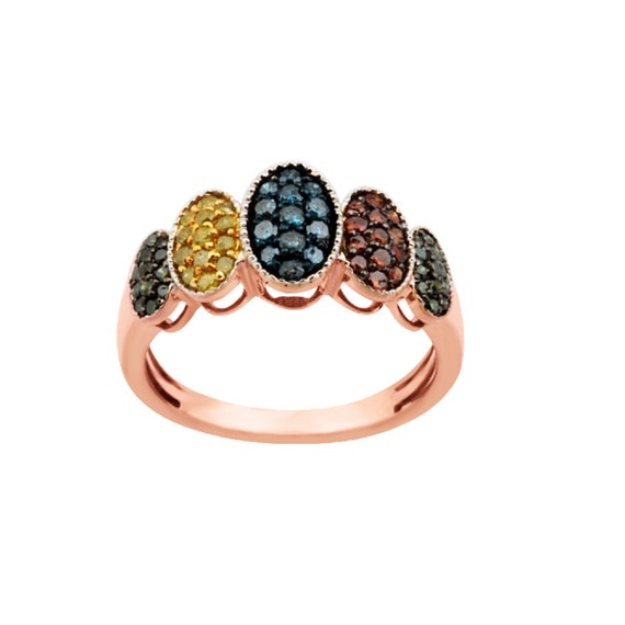 Goldenstar 0.35Ct Cognac Diamond Ring 925 Sterling Silver Ring