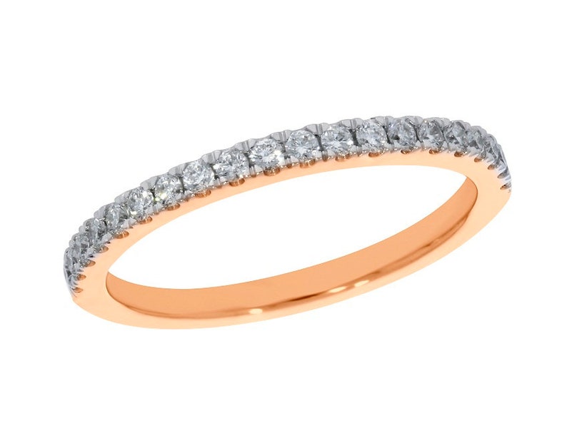 Goldenstar 0.25Ct Gold Plated Silver Band Natural Diamond Half Eternity Band White Diamond Ring