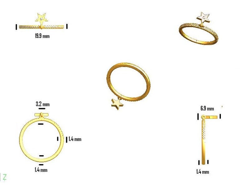Goldenstar 0.08Ct Brown Diamond Star Ring,925 Sterling Silver