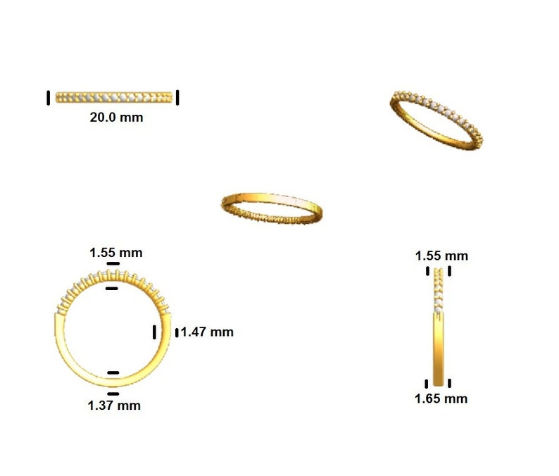 Goldenstar 0.20ct Natural Diamond Half Eternity Ring Gold Plated Sterling Silver Band