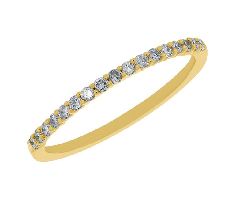 Goldenstar 0.20ct Natural Diamond Half Eternity Ring Gold Plated Sterling Silver Band