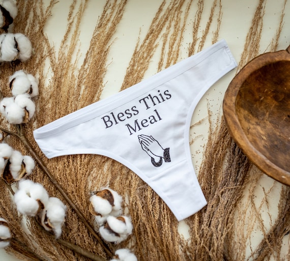 Bless This Meal Thong Bachelorette Party Gift, Bridal Lingerie, Bridal  Shower Gift, Bridal Thong 