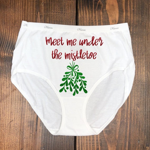 Meet Me Under the Mistletoe Thong Secret Santa Gift, White