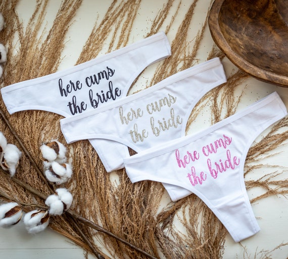 Here Cums the Bride Thong Bachelorette Party Gift, Bridal Lingerie
