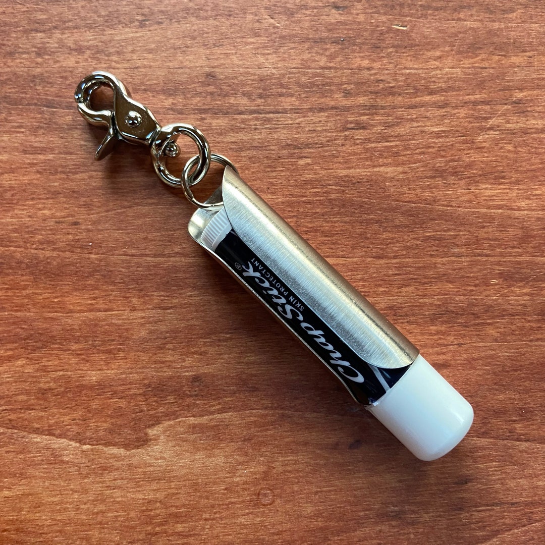 Chapstick Keyring Keychain Holder With Clip for Lip Balm Stainless