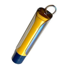 Stainless Steel Chapstick Keychain keyring holder with Dial Protection for lip balm.  Made in USA By Tallac House.