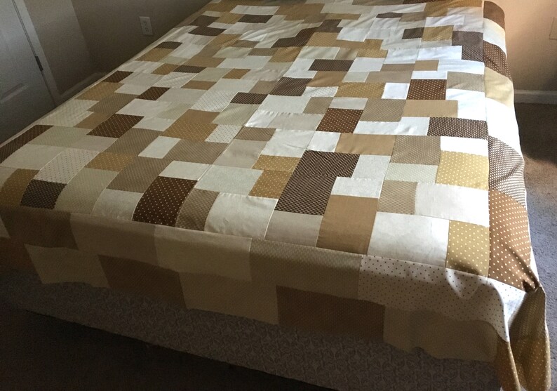Handmade Tan Quilt Bed Queen Size Full Image 0
