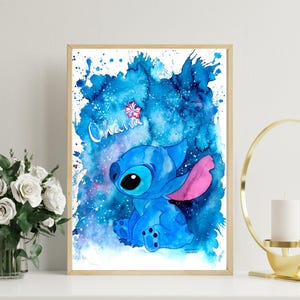 Stitch Aquarell Illustration - Herunterladbare Kunst inspiriert von Lilo und Stitch