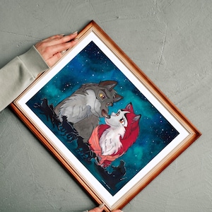 Poster da parete stampabile Balto e Jenna, illustrazione ispirata al film del 1995, download digitale | Download immediato