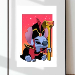 Stitch Jafar, aladdin, Disney Villains Parody Illustration, Villain, Home Decor, Wall Decor