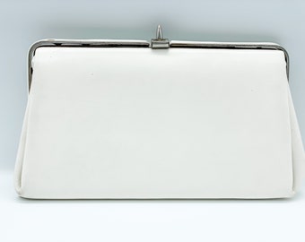 white leather clutch purse