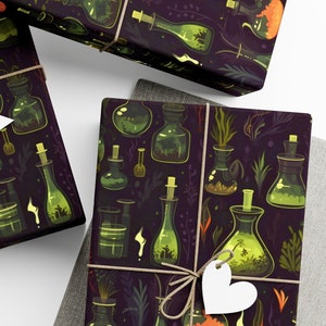 Witchy wrapping paper, magic potions birthday gift wrapping paper, dark academia, witchy gifts for women witchcraft wrapping paper for books