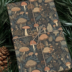 Woodland mushroom wrapping paper for birthdays, woodland baby shower, gift wrapping rolls, cottagecore woodland forest