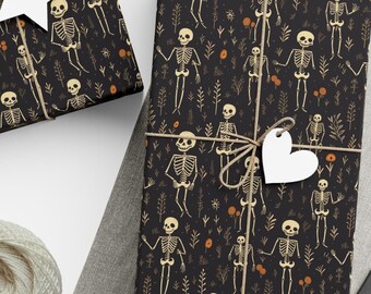 Dancing Skeleton wrapping paper,  gift wrap paper gift for boys, birthday wrapping paper for men, Halloween gift wrap, gift wrapping rolls