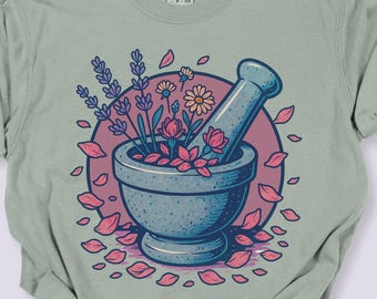 Witchy Apothecary T-Shirt, Potion Bottles, Botanical Herbalist Gift