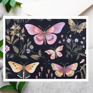 Bellissimi biglietti d'auguri vintage con farfalle, biglietto d'auguri cottagecore per la migliore amica, set di biglietti d'auguri floreali per l'insegnante CC007