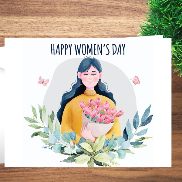 International Women's Day greeting card, female empowerment notecard set, feminism handmade card, strong woman, celebrate Happy Women's Day