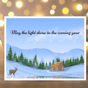 Winter Solstice card, handmade notecards for Yule, pagan holiday greeting card, yuletide card may the light shine in the coming year, WS003