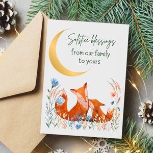 Ensemble de cartes de voeux du solstice d'hiver, ensemble de cartes de correspondance de vacances, ensemble de cartes de voeux faites main, Noël païen, carte intérieure vierge, cartes de Noël, WS027