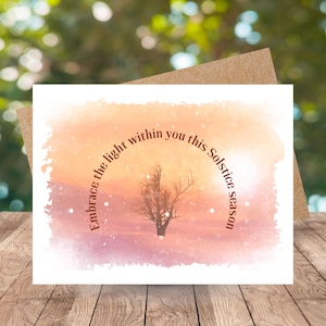 Winterzonnewende kaart, handgemaakte wenskaartenset voor Yule, heidense vakantiewenskaart, kerstkaart, Winter Solstice in the desert, WS004