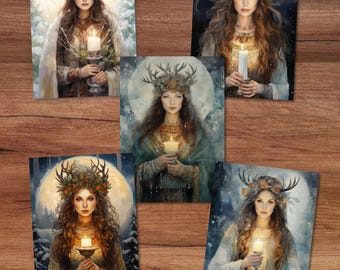 Winter Solstice Goddess Greeting Cards: Pagan Yule, Celtic Art, WS033