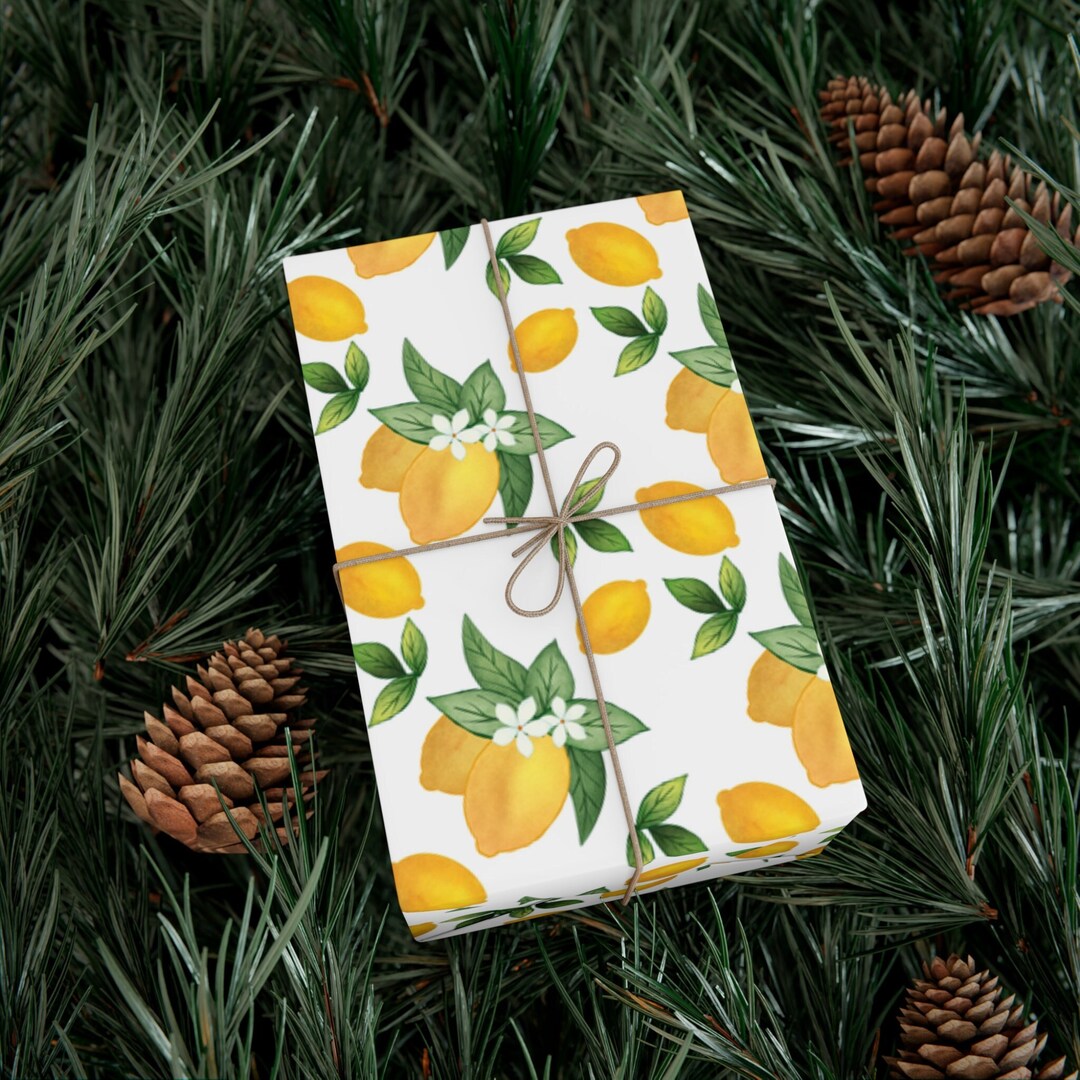 Lemon Wrapping Paper for Mom Gift Wrap Botanical Birthday Etsy