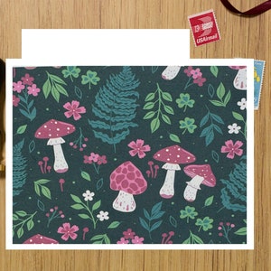 Tarjetas de notas con forma de hongo, regalo para el maestro, tarjeta de felicitación rústica para el mejor amigo, juego de tarjetas de felicitación con motivos florales, motivo de hongo CC004