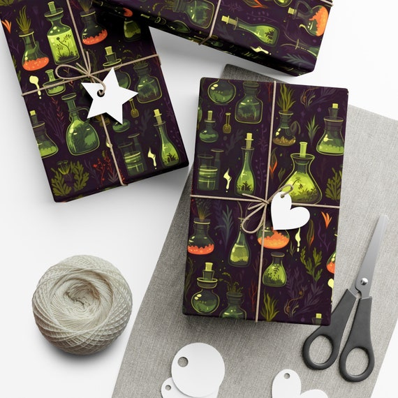 Witchy wrapping paper, magic potions birthday gift wrapping paper, dark academia, witchy gifts for women witchcraft wrapping paper for books