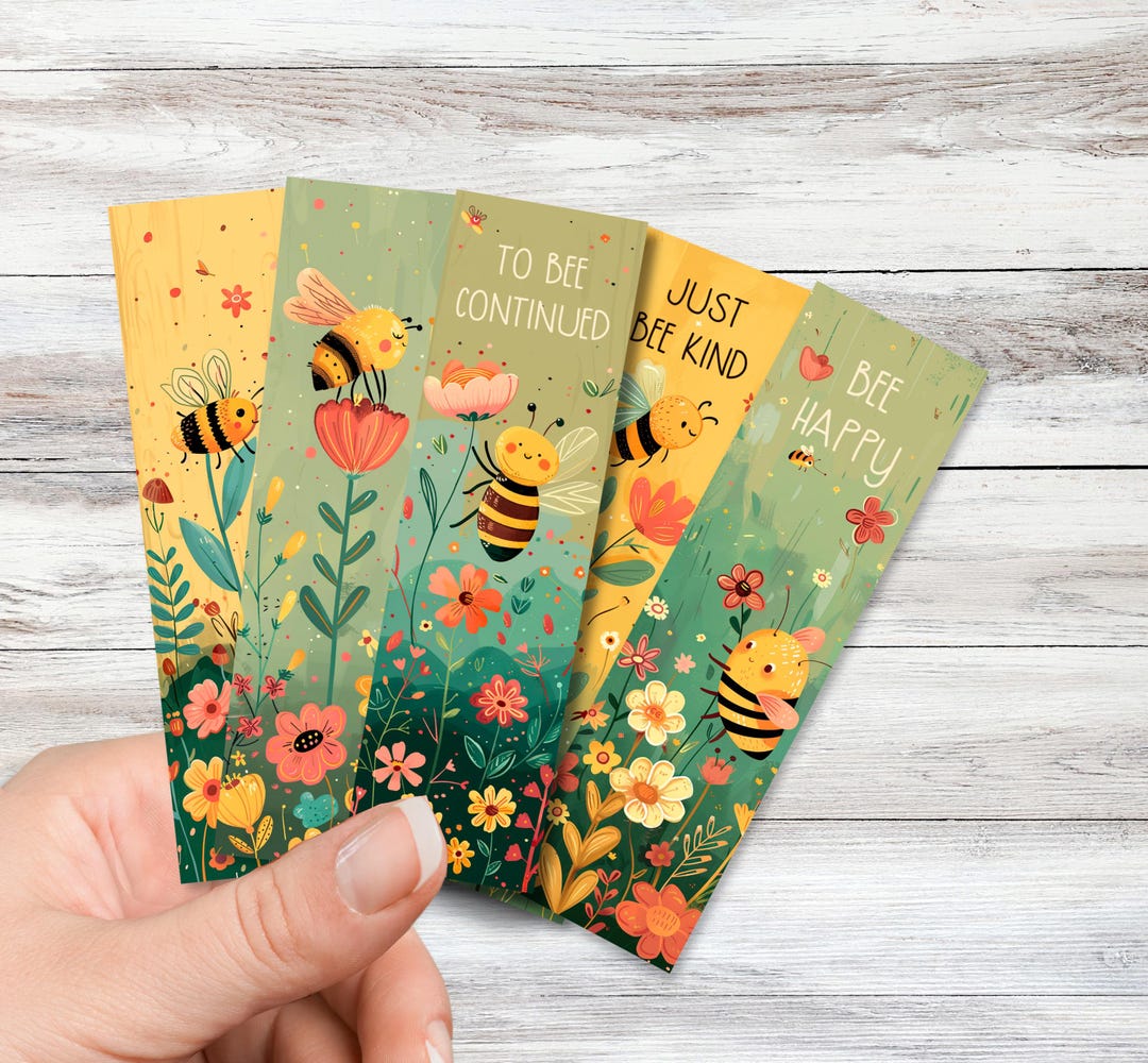 Bumble Bee Bookmarks and Notecards Set, Wildflower Meadow Art, Book ...