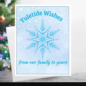 Winterzonnewende aangepaste wenskaartenset, gepersonaliseerde kerstkaartenset voor kerstmis, sneeuwvlok natuur kerstfeest handgemaakte notitiekaart, WS029
