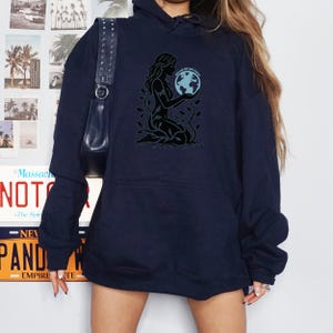 Reclaim Mother Earth tshirt, Eco Goddess Shirt, Feminist Earth Day Tee, Spiritual Nature Lover Gift, Witchy Aesthetic. Gaia Goddess Shirt Navy Hoodie