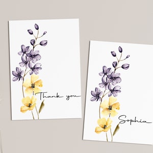 Gepersonaliseerde botanische babyshower bedankbriefjes met enveloppen, bedankkaarten voor kleine bedrijven voor leraren, set bloemenwenskaarten