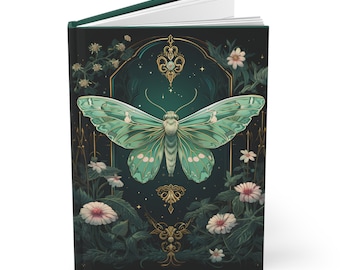 Witchy journal for women, Christmas gift for daughter, unique gift for coworker, goth gift for teens, luna moth notebook, stocking stuffer