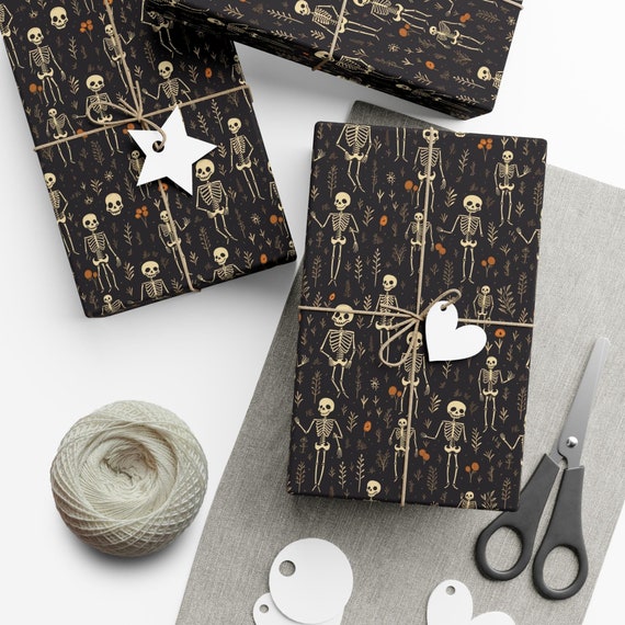 Dancing Skeleton wrapping paper,  gift wrap paper gift for boys, birthday wrapping paper for men, Halloween gift wrap, gift wrapping rolls