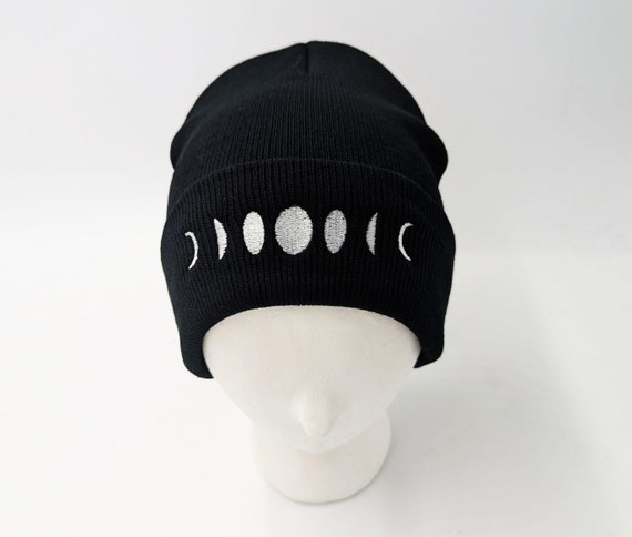 Moon Phase Cuffed Knit Beanie - Etsy